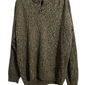 WestZeroOne Men’s Draken Marled Olive Button-Up Crewneck Sweater Size XL